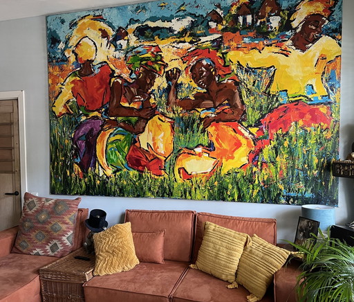 Grand tableau (3 x 2 mètres) "Liberté"/Renée de Vries/Acrylique sur lin