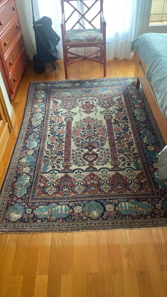 Image 1 of Tappeto persiano Kashan, vaso a medaglione, anni '50-'70