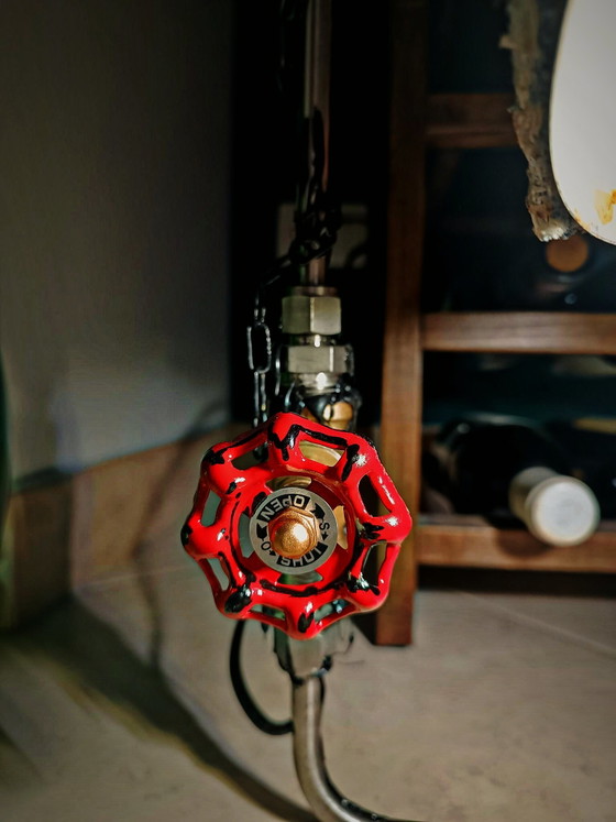 Industrial Table Lamp – Gas, Leather, Metal (photo 7 of 8)