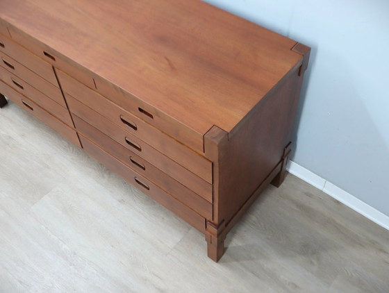 Image 1 of Italian Mid-Century Rationalist Walnut Multi-Drawer Sideboard 1970s