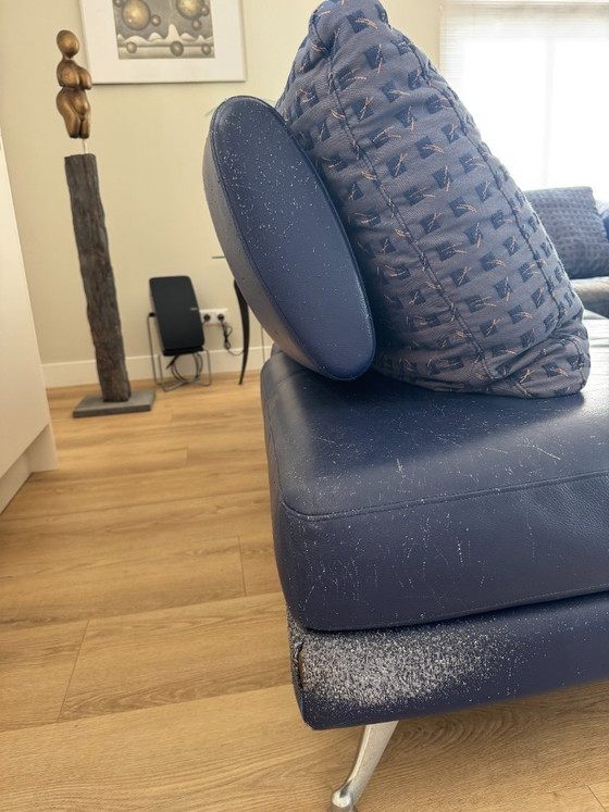 Divano angolare Rolf Benz 222 in pelle blu, Divani angolari, Cromo, Modern (foto 5 di 8)