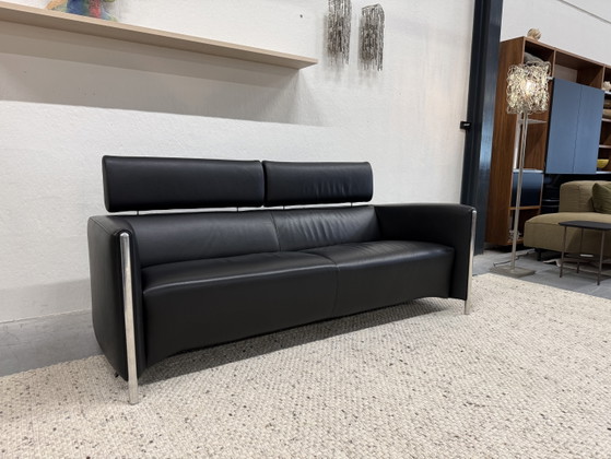 Canapé 3 places Leolux Goncharov en cuir noir – Canapés 3 places, Leather (photo 3 of 12)