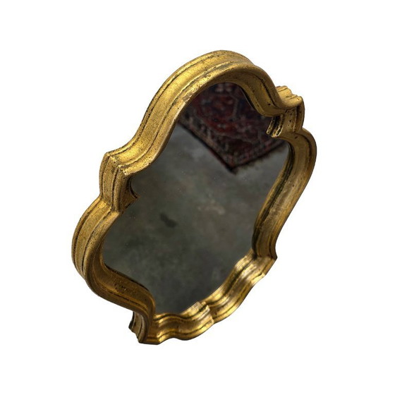 Image 1 of Petit miroir vintage français avec un cadre doré