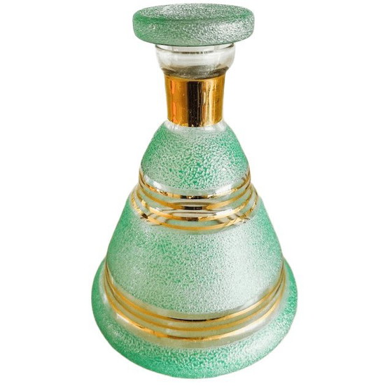 Vintage Mid-Century Liqueur Decanter Carafe Turquoise Sugared Booms Glass 1950s – Glass & Decanter (photo 3 of 16)