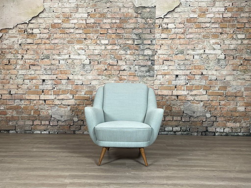 Soft green-blue armchair from the 1950s