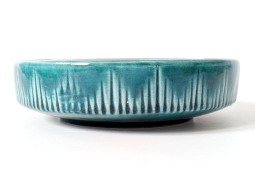 1960s Jasba Keramik Advent Bowl | Teal Green Christmas Centerpiece
