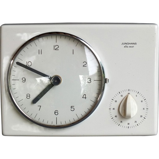 Vintage wall clock ato-mat by Max Bill for Junghans, 1960s