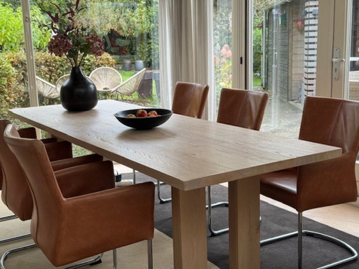 6 sedie da pranzo color cognac - pelle