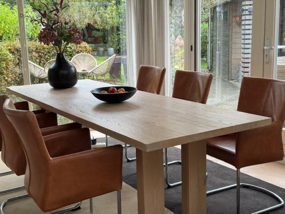 Image 1 of 6 x eetkamerstoel cognackleur - leer