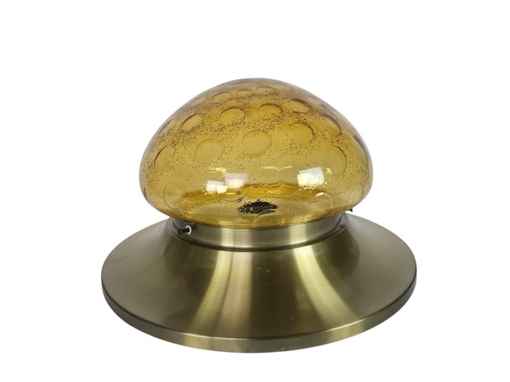 Image 1 of Dijkstra - Fokke Dijkstra - &#39;Flush Mount&#39; - Lámpara de techo de la era espacial - Ámbar - Años 70