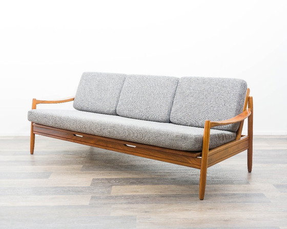 Image 1 of 60s daybed/sofa in teak, newly upholstered.