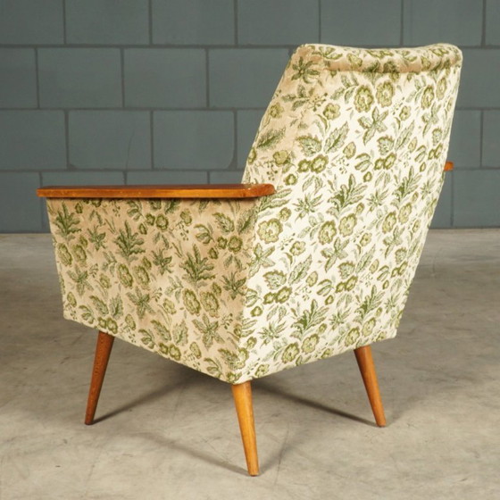 Image 1 of Poltrona club vintage – velluto con motivo a foglie – anni '60