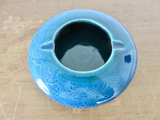 Asbak van Aldo Londi voor Bitossi in "Rimini blauw" keramiek, 1960-1970