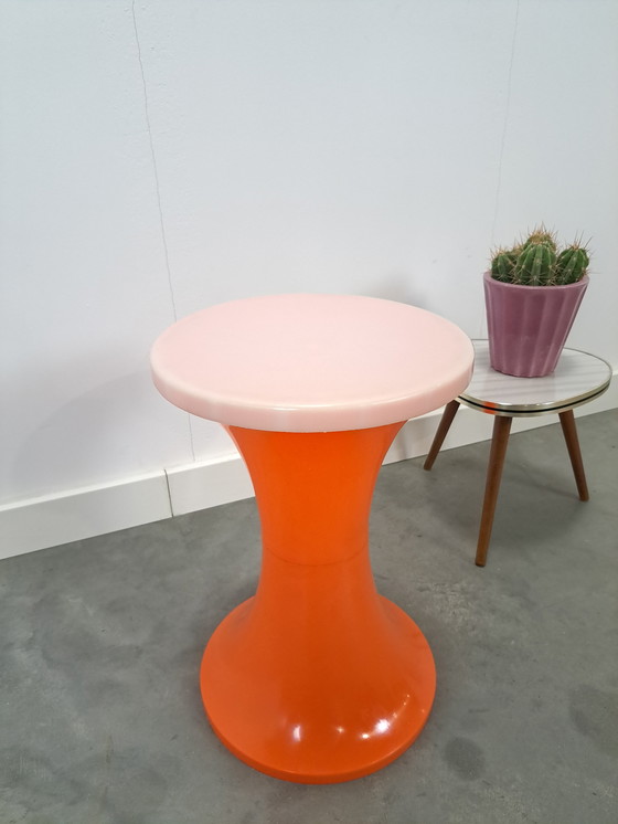 Image 1 of Plastic Stool Orange With White No. 4