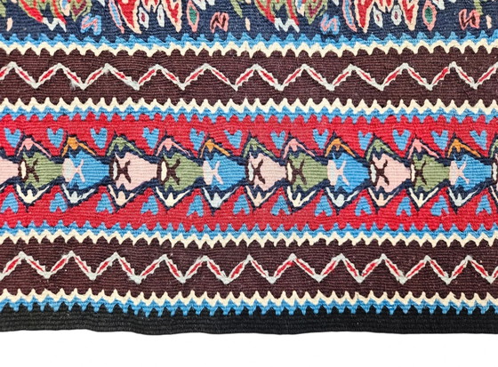 Image 1 of Tappeto persiano Senneh vintage in lana, annodato a mano, con motivo astratto, 158x252 cm.