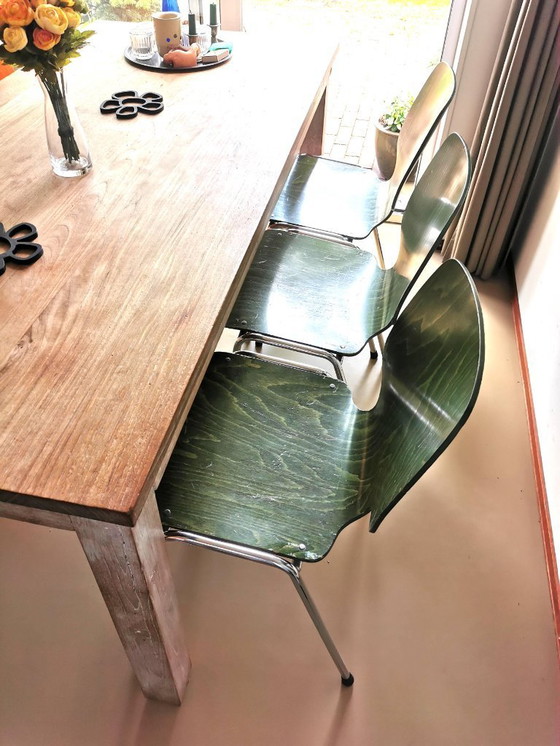 Image 1 of Set di 3 sedie KUSCH CO verde 3 arancione 1 giallo