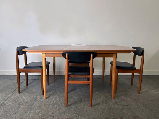 1960/70s Schreiber Mid-Century Extending Dining Table 4 Matching Dining Chairs – Dining set, Wood (photo 8 of 12)