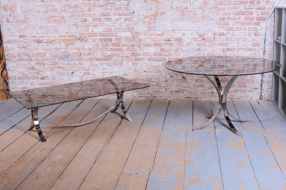 Table de Salle à Manger Originale Mid-Century, Acier Chromé, Verre, Italie, Années 60 – Osvaldo Borsani (photo 4 of 8)