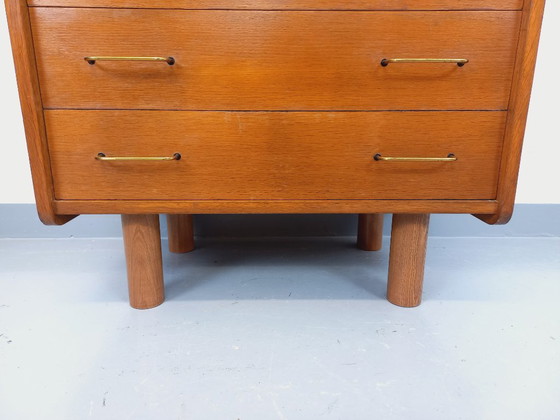 Image 1 of Vintage eikenhouten secretair bureau uit de jaren 50/60.