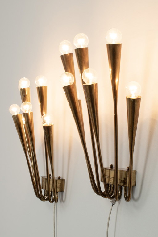 Set aus 2 Messing-Wandlampen