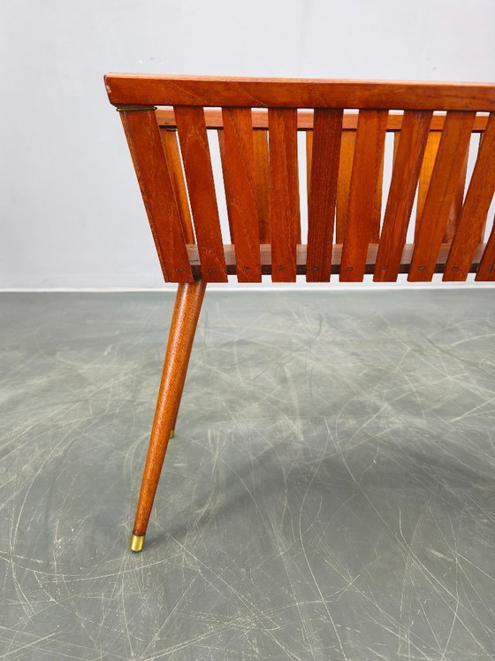 Image 1 of Danish Mid Century Teak Planter with Brass Feet, 1960s