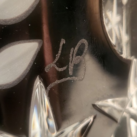 Image 1 of Large black crystal vase, signed Bruno Lehrer, Lorraine, France