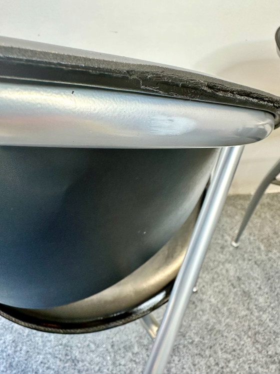 2 Sedie Calligaris Italiane Pelle Nera Vintage Anni '80/'90, Sedie da pranzo, Nero (foto 6 di 13)