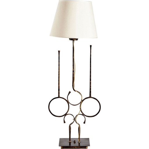 MK8381 Vintage-Stehlampe aus Schmiedeeisen mit Schirm, Italien, 1960