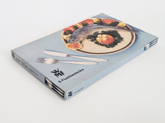 Image 1 of Service de couverts à poisson vintage WMF, 12 pièces, acier inoxydable, style années 1960, Allemagne