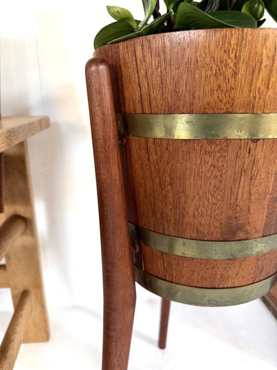 Image 1 of Jardinière vintage en teck et laiton, Jydsk Bødker '60