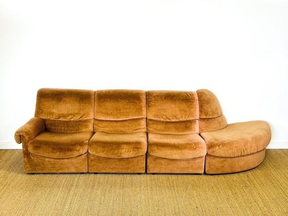 Image 1 of Canapé Modulable Vintage en Velours, 1970s, Set de 5
