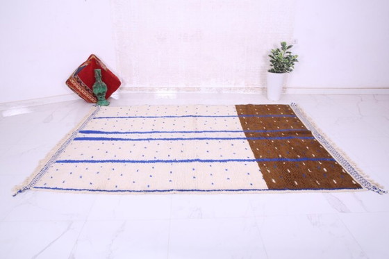 Image 1 of Handmade Beni Ourain Wool Rug: Minimalist Boho Decor 3X2m