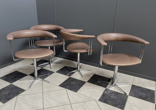 Ensemble de 4 chaises pivotantes style Borje Johansen années 1970