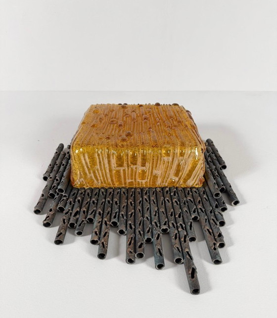 Image 1 of Brutalistische Wandleuchte/Wandlampe Marcello Fantoni, Italien, 1970er Jahre