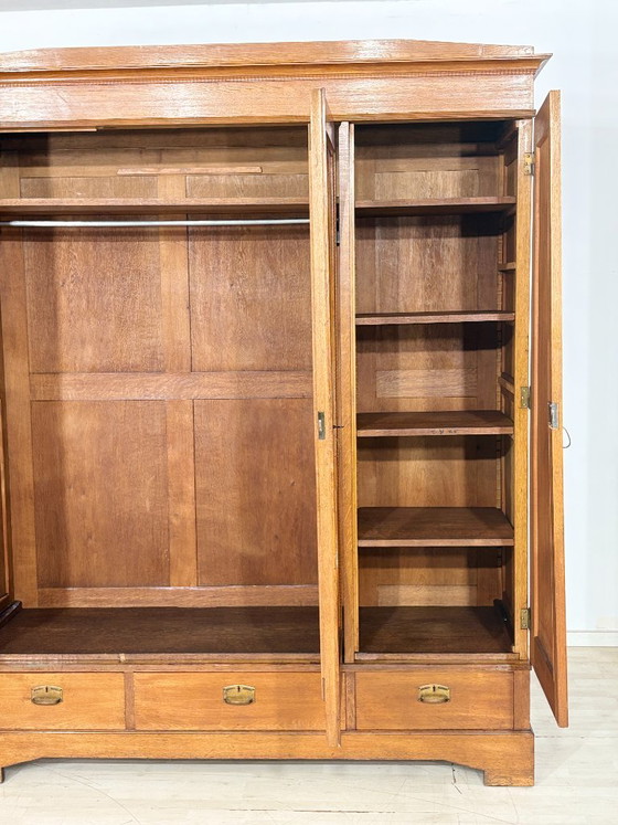 Art Nouveau wardrobe | linen cupboard | oak, circa 1920, with mirror | German design – Wood (photo 4 of 12)