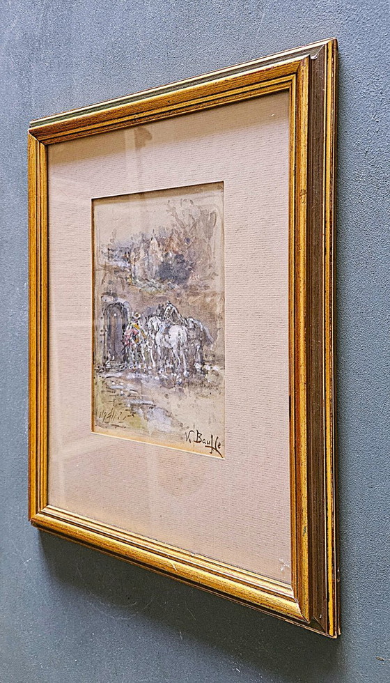 Image 1 of Victor Bauffe (1849-1921), cavalli davanti a un cancello