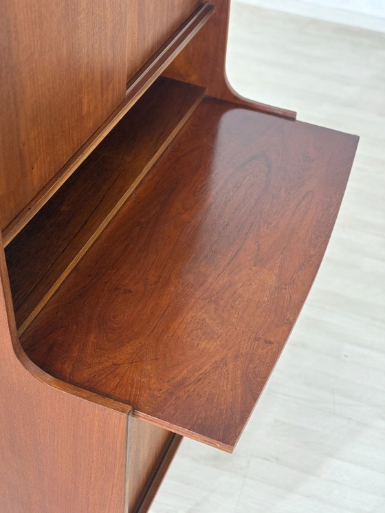 Image 1 of Secrétaire en teck style années 50 / Buffet haut danois / Meuble vintage / Étagère