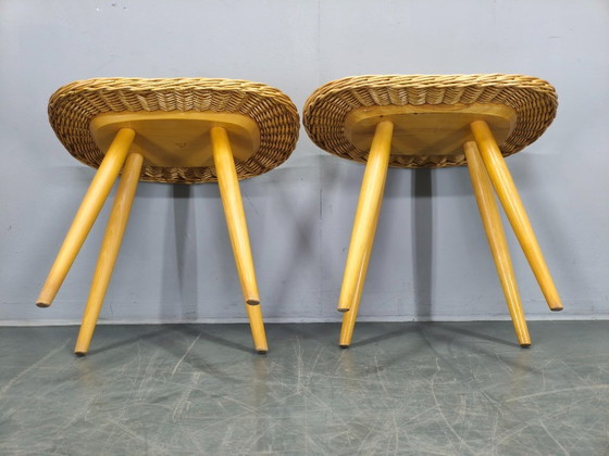 Image 1 of Pair of Rattan Side Tables by Jan Kalous for ULUV, 1970s