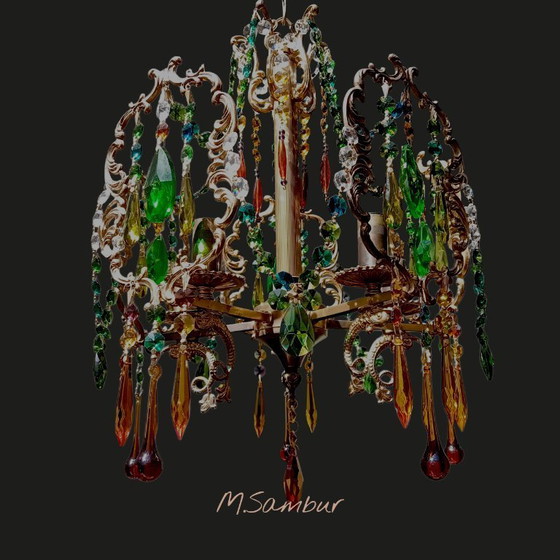 Image 1 of Vintage Italiaanse kroonluchter uit de jaren 60.