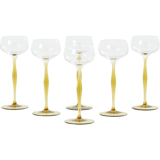 Ensemble de six verres à champagne Art Nouveau de Peter Behrens pour Benedikt von Poschinger, Allemagne 1898