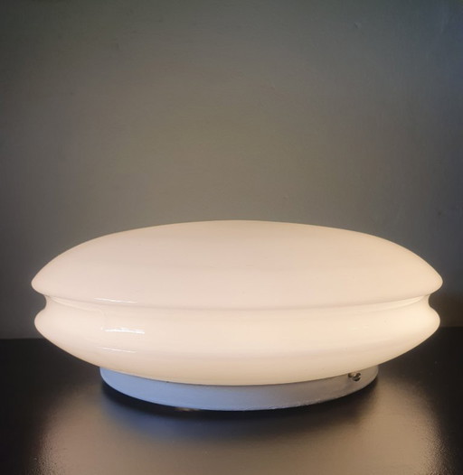 Vintage Raak Amsterdam opaline UFO glass ceiling lamp