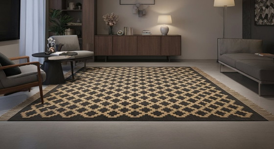 Image 1 of Senon Kilim Rug 160 × 230 cm – Handmade in Egypt – Grey Diamond, Flat-Weave