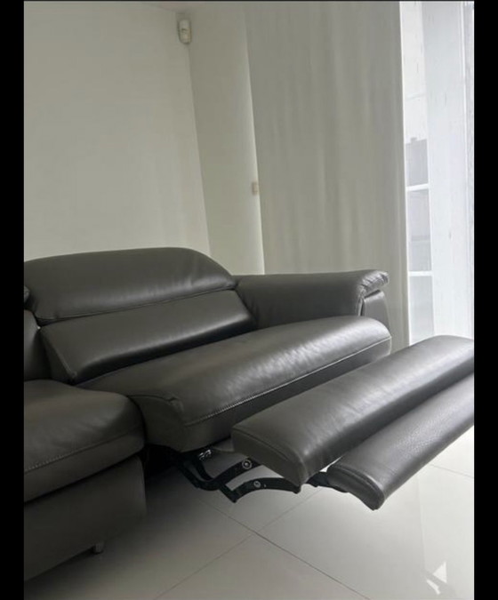 Image 1 of Divano angolare Chateau d'Ax "Baltic" - Pelle grigio scuro + reclinabile elettrico