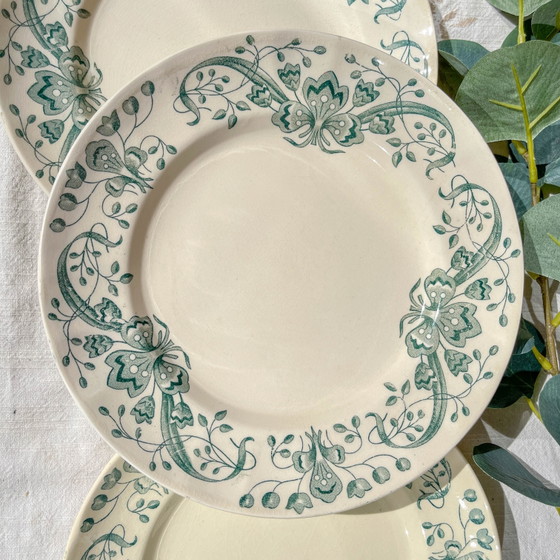 Set of 6 Antique Small Ironstone Plates "Figuig" – Longchamp 19th Century – Crockery, Vintage (photo 10 of 13)