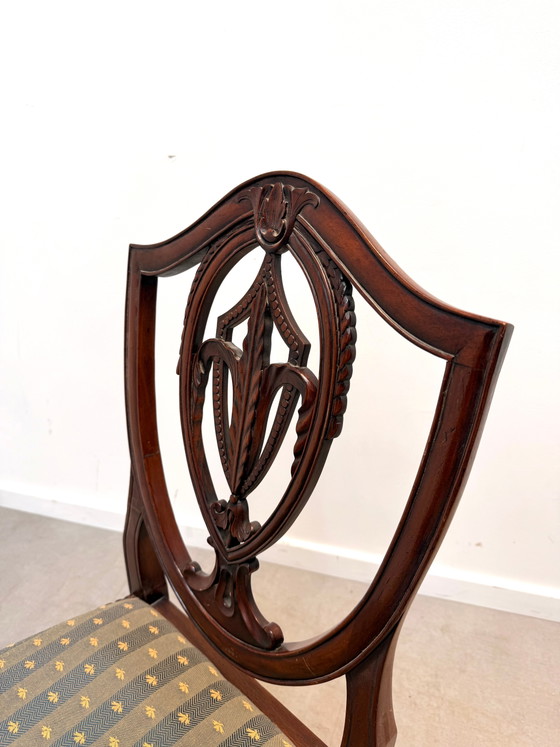 Image 1 of Set of 6 Antique Mahogany Shield Back Dining Chairs