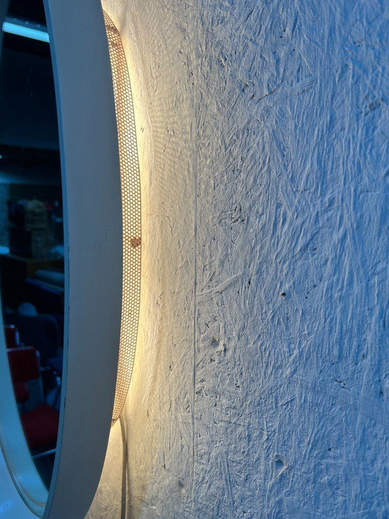 Image 1 of Vintage Ovale Spiegel Met Verlichting In Houten Lijst, Hillebrand Duitsland 1970,s