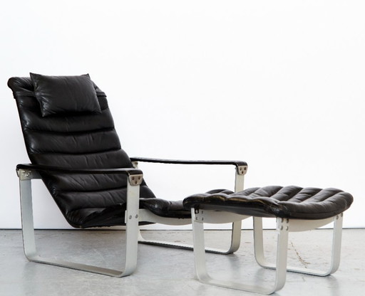 Fauteuil lounge et ottoman Ilmari Lappalainen "Pulkka" pour ASKO