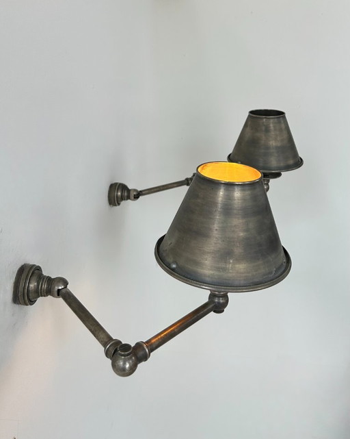 Paar verstellbare Vintage-Wandleuchten aus Stahl, Frankreich, 1970