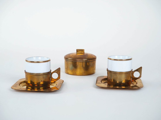 Image 1 of Porseleinen koffieservies, Italiaans design, jaren 70, ontwerper: Claude Delvé, fabrikant: Delfi