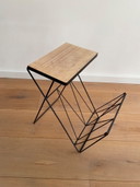 Vintage folding side table with magazine rack from the 1960s.